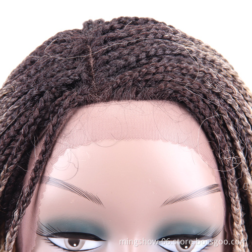 Micro Lace Front Braid Wig Short Blonde Black Wigs For Women Heat Resistant Synthetic Hair